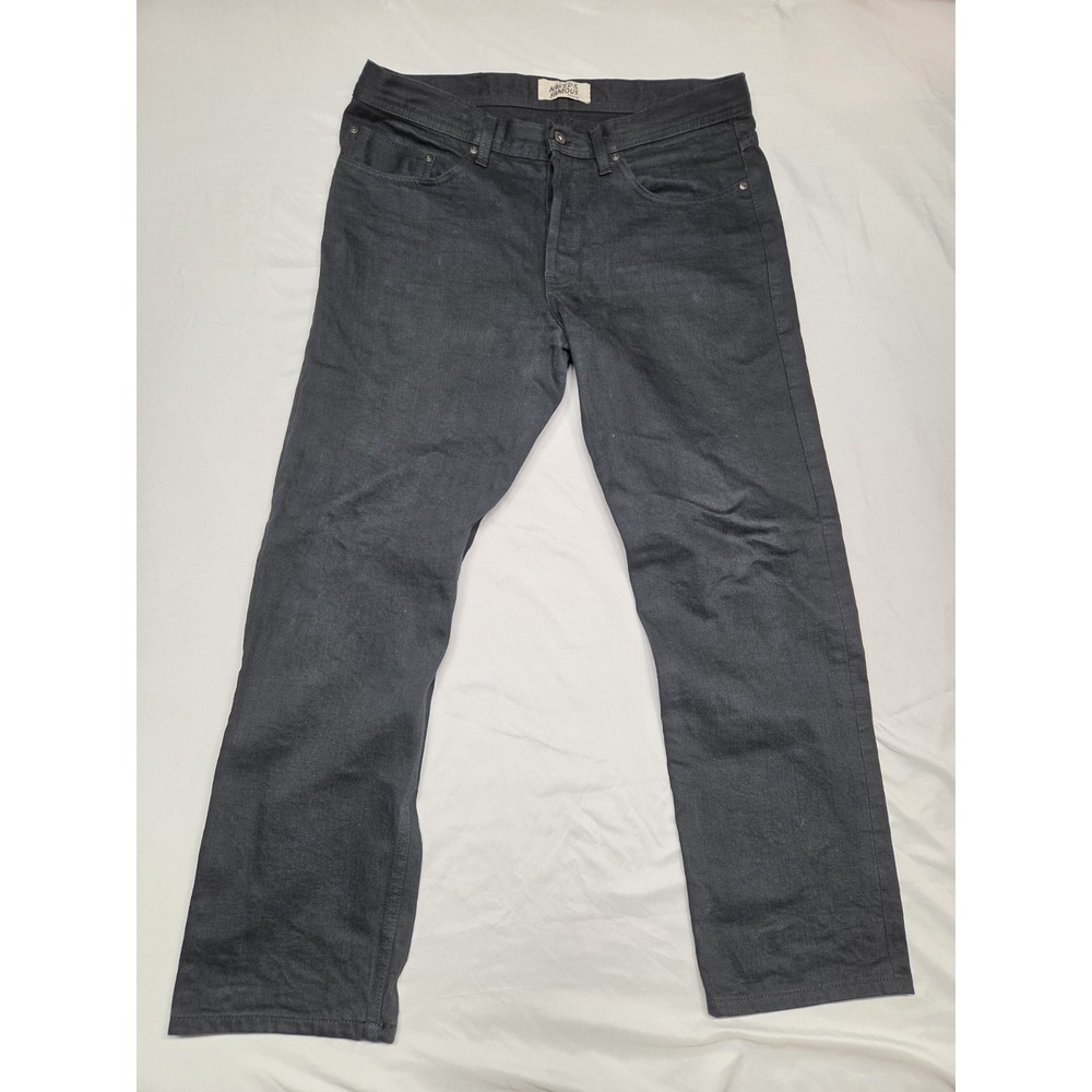 Naked & Famous Denim Weird Guy Black Selvedge Jeans Mens 36x29 Raw Denim Tag